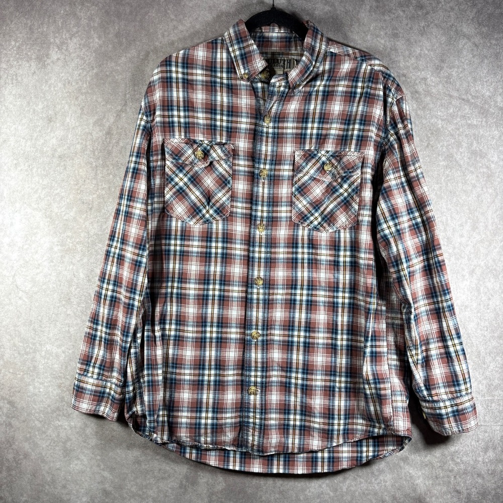 Duluth Trading Co Shirt Men Medium Multicolor Relaxed Fit Plaid Button Down Gorp